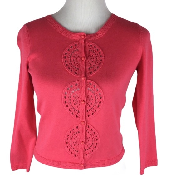 Lilly Pulitzer Salmon / Coral Color Cardigan Sweater - Size XS - Picture 1 of 2